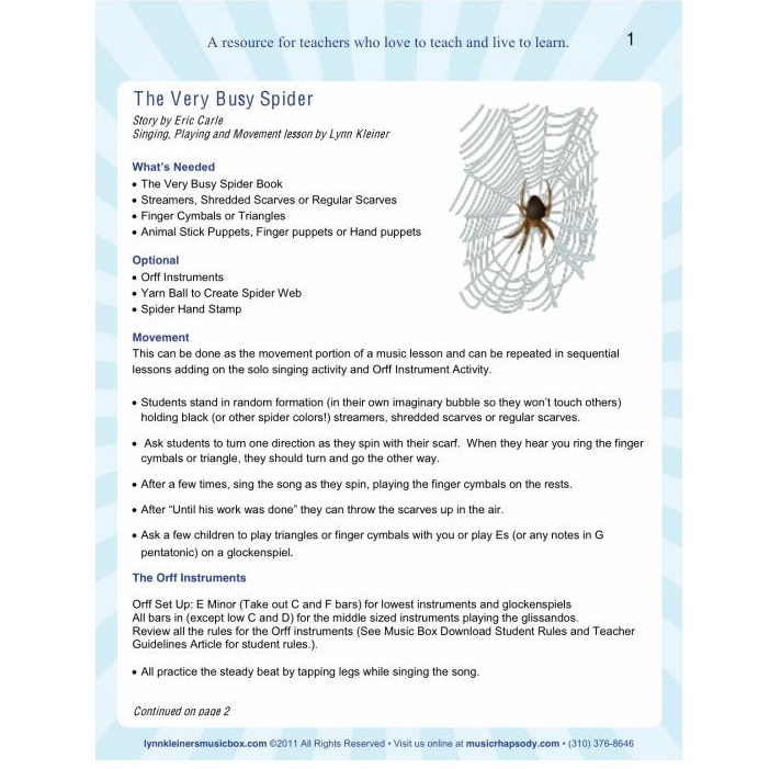 The Very Busy Spider Lesson Plan